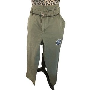 Faded Glory Chino Pants Women 16P Army Green Preppy Ligh Academia NEW 38” Waist